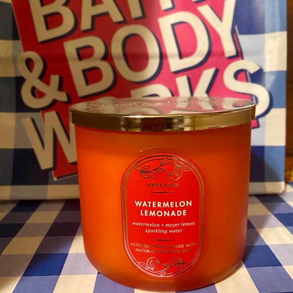 Bath & Body Works Accents Watermelon Lemonade 3 Wick Candle White